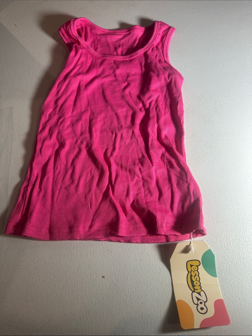 Girls' Hot Pink Ribbed Tank Top